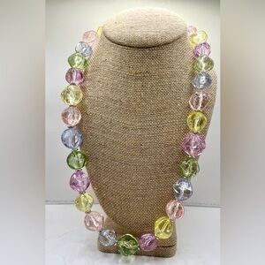 Vintage Pastel Crackle Lucite Bead Necklace